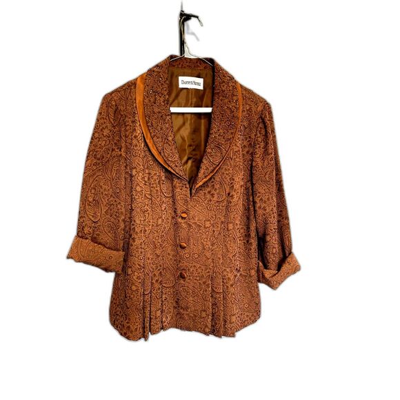 DANNY AND NICOLE Beaded Brocade Blazer Jacket Size M (?) Vintage - Picture 2 of 9